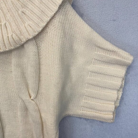 Antonio Melani Short Sleeve Cardigan Medium M Merino Wool Cream Cable Heavy Open - Picture 16 of 16